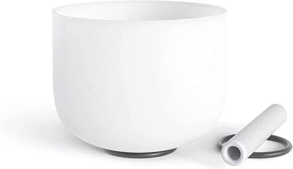 B Note Crown Chakra Frosted Quartz Crystal Singing Bowl 8 inches