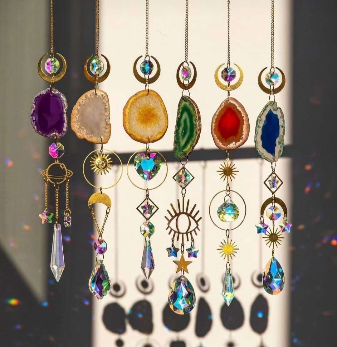 Agate slice sun catchers