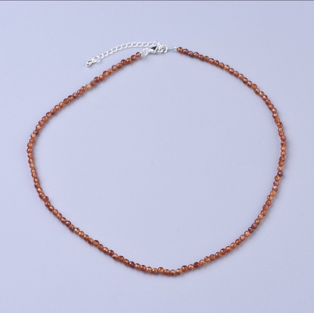 Hessonite Garnet Minimalist Necklace 18 inches
