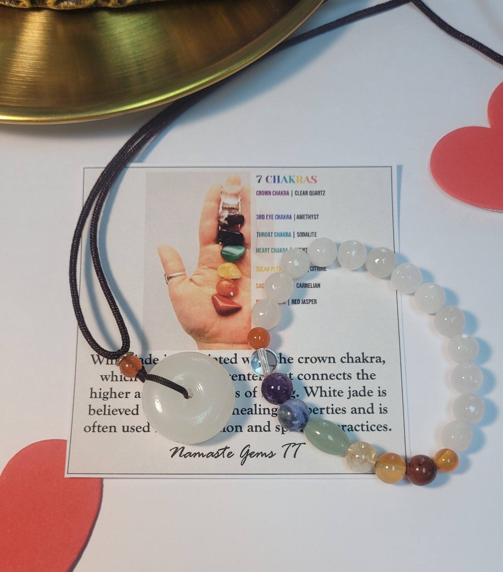 White Jade Chakra &necklace set