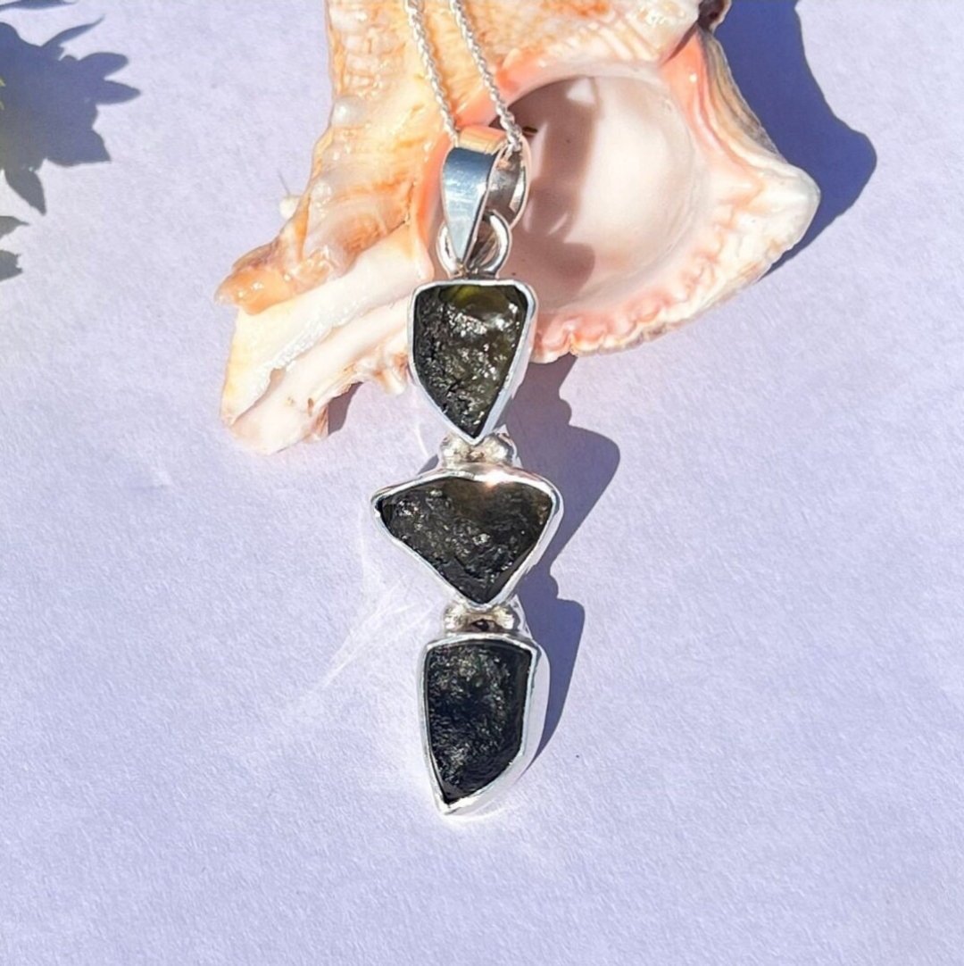 Triple Moldavite Pendant