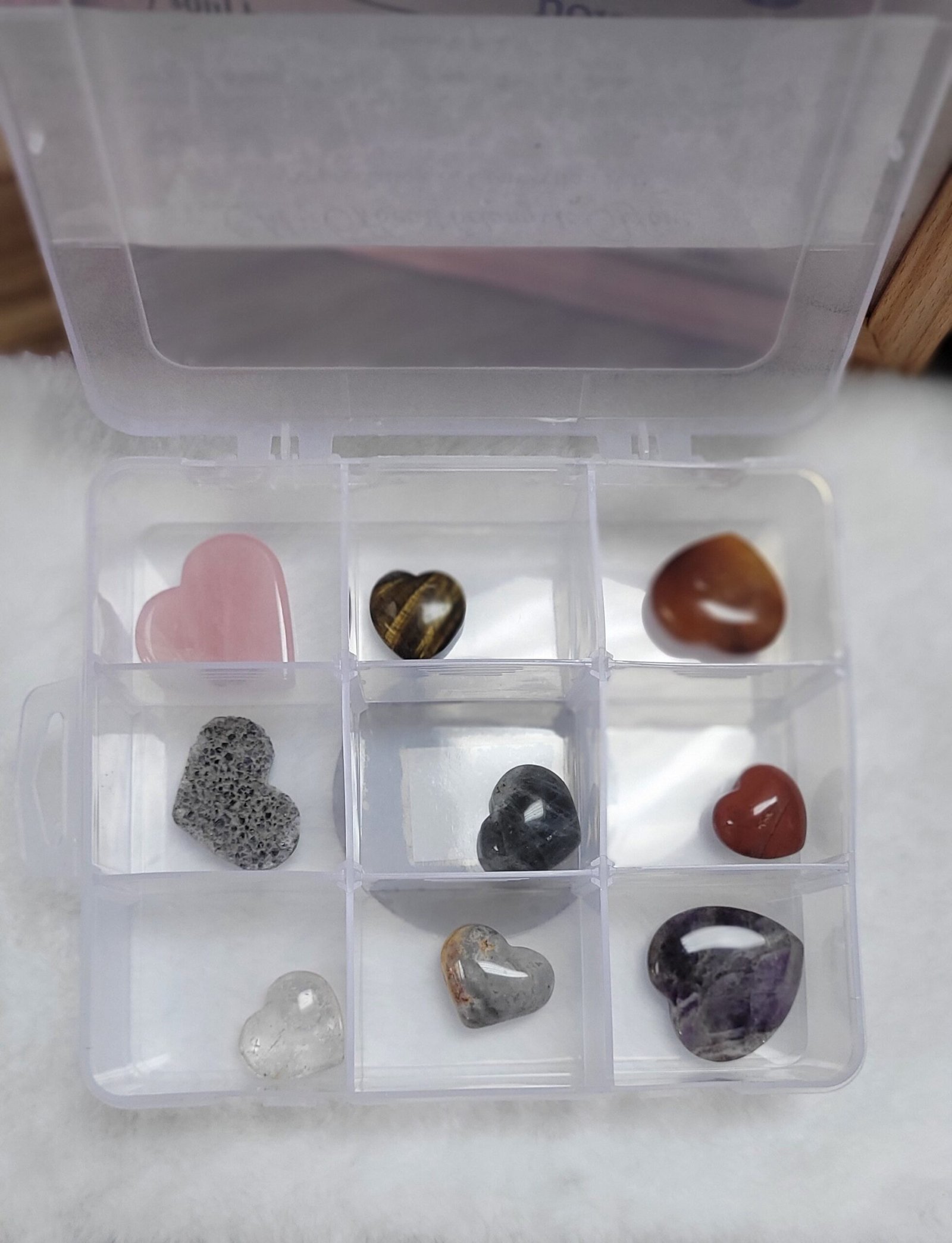 My heart  belongs to you 
9 assorted gemstone hearts