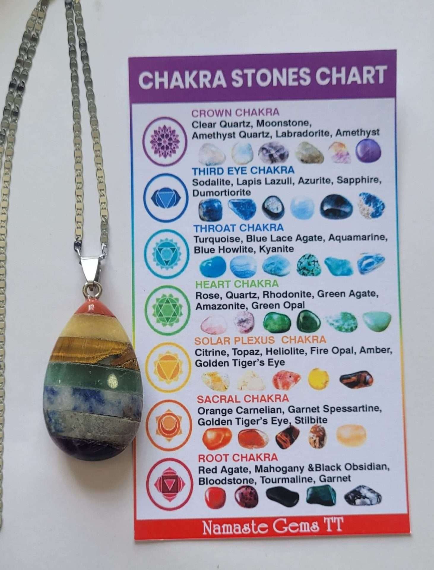 Chakra tear drop necklace