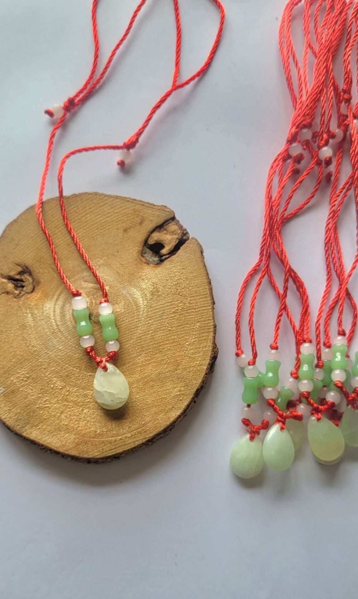 Jadeite  Adjustable red cord necklace