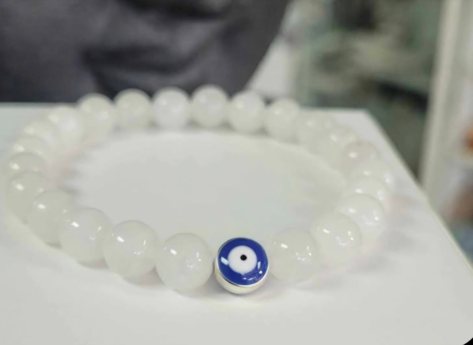 White Jade with Evil eye accent
